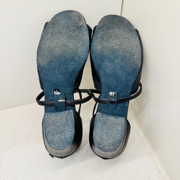 Comfort Dance Shoes The Strappy Black Leather Strappy Block Heel Salsa Sz 5.5 - Picture 10 of 14